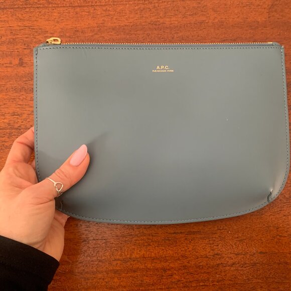 APC NWT Sarah Clutch Pouch Blue & Gold - Picture 2 of 9